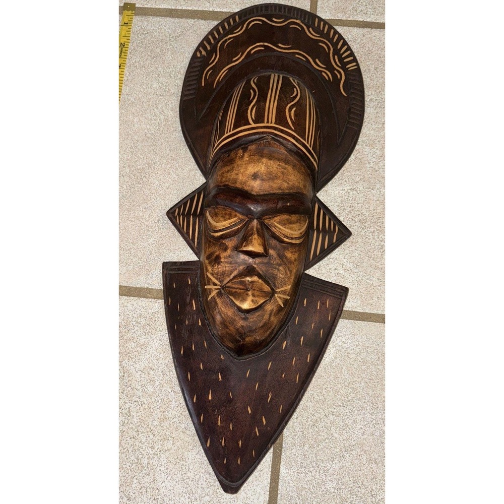 5* VTG HAND CARVED WOOD AFRICAN TRIBAL MASK GHANA LOT Bundle - Picture 7 of 10